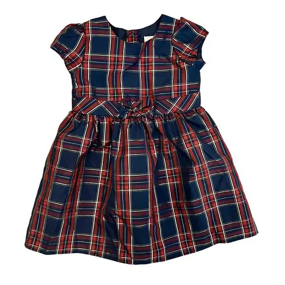 Wonder Nation Girl's Blue Silver and Red Plaid Fancy Holiday Dress - - Picture 1 of 7